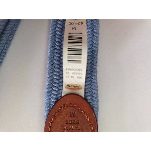 Vintage Talbots Light Blue & Brown Woven Belt With Leather Buckle - Medium New - Picture 4 of 8